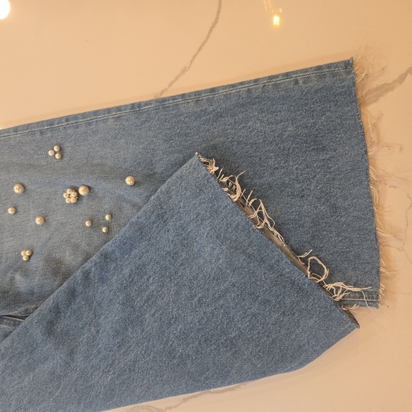 Urban Outfitters BDG Pearl Embellished Wide Leg High Rise Jeans Blue Size 29 - Picture 3 of 7